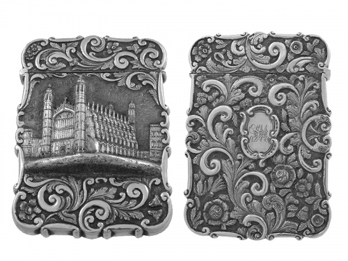 Victorian Silver Castle Top Card Case Kings' College 1847
